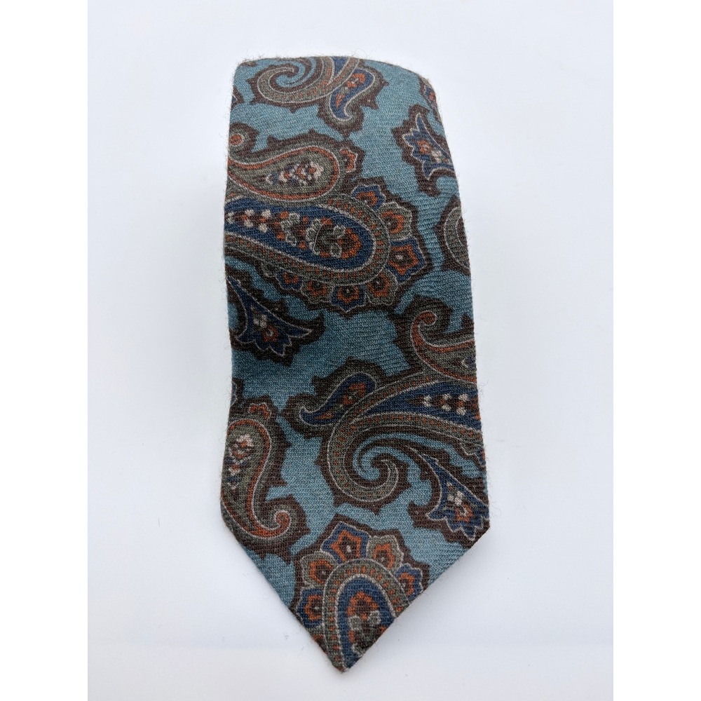 Jos. A. Bank Necktie Mens OS Blue Paisley Reserve Collection 100% Wool Tie